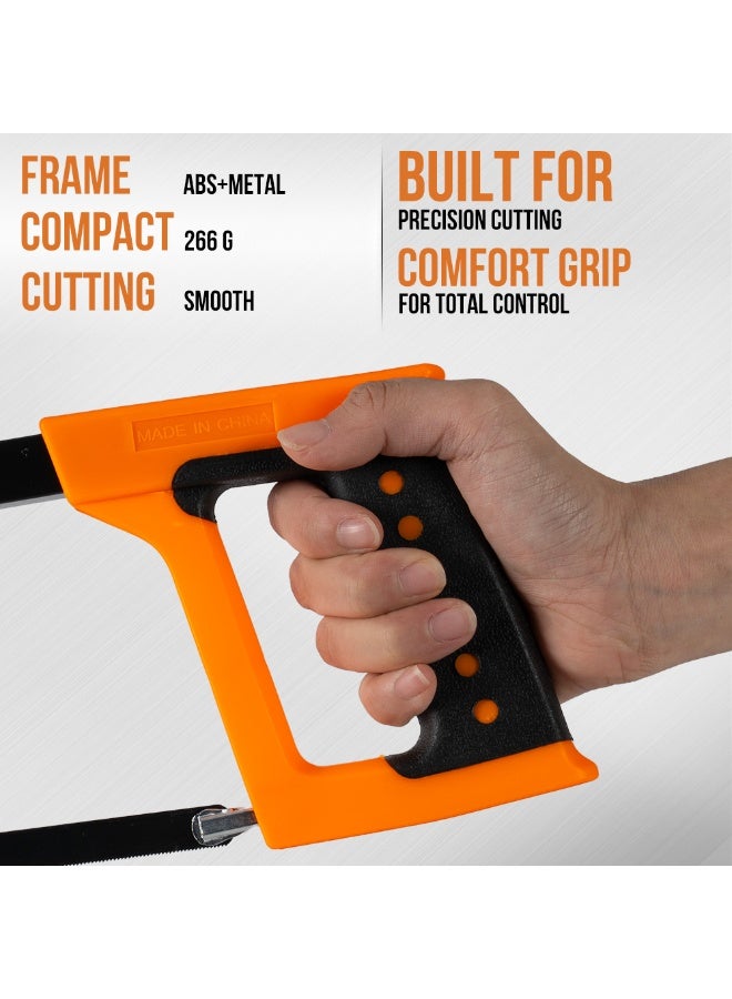 كسيبي إطار منشار/بلاستيك مزدوج اللون، 290 مم، أداة فولاذية عالية الجودة، أداة قطع معدنية، قبضة مريحة، خفيفة الوزن، مثالية لقطع المعادن، مثل الفولاذ والنحاس والألمنيوم/أداة السباكة وأعمال النجارة. - Image 4